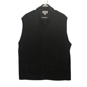 Mens Saddlebred Sweater Fleece Vest Large Charcoal Gray Full Zip Collar Pockets